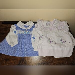 Vintage Cradle Togs Baby Girls Dresses Embroidered Floral Lace   Collared 12 Mth